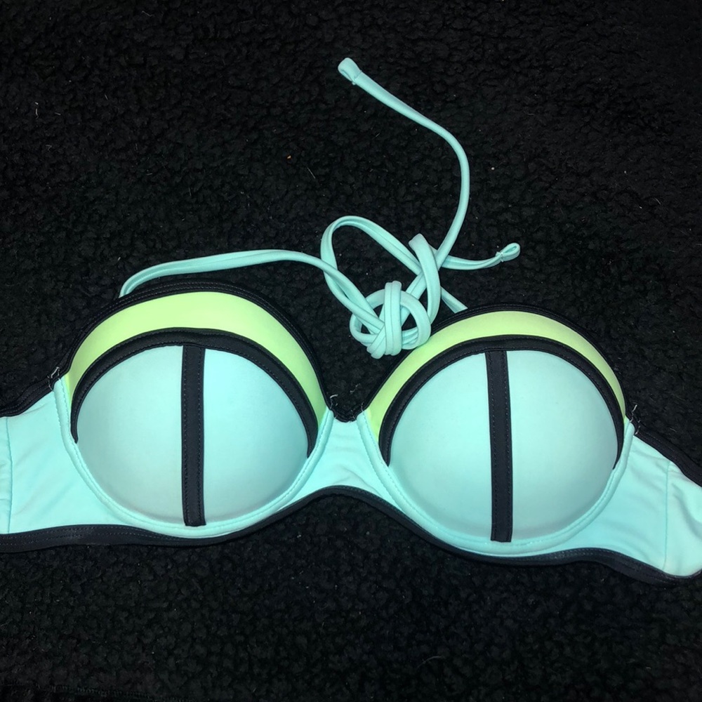 neon strapless bikini top